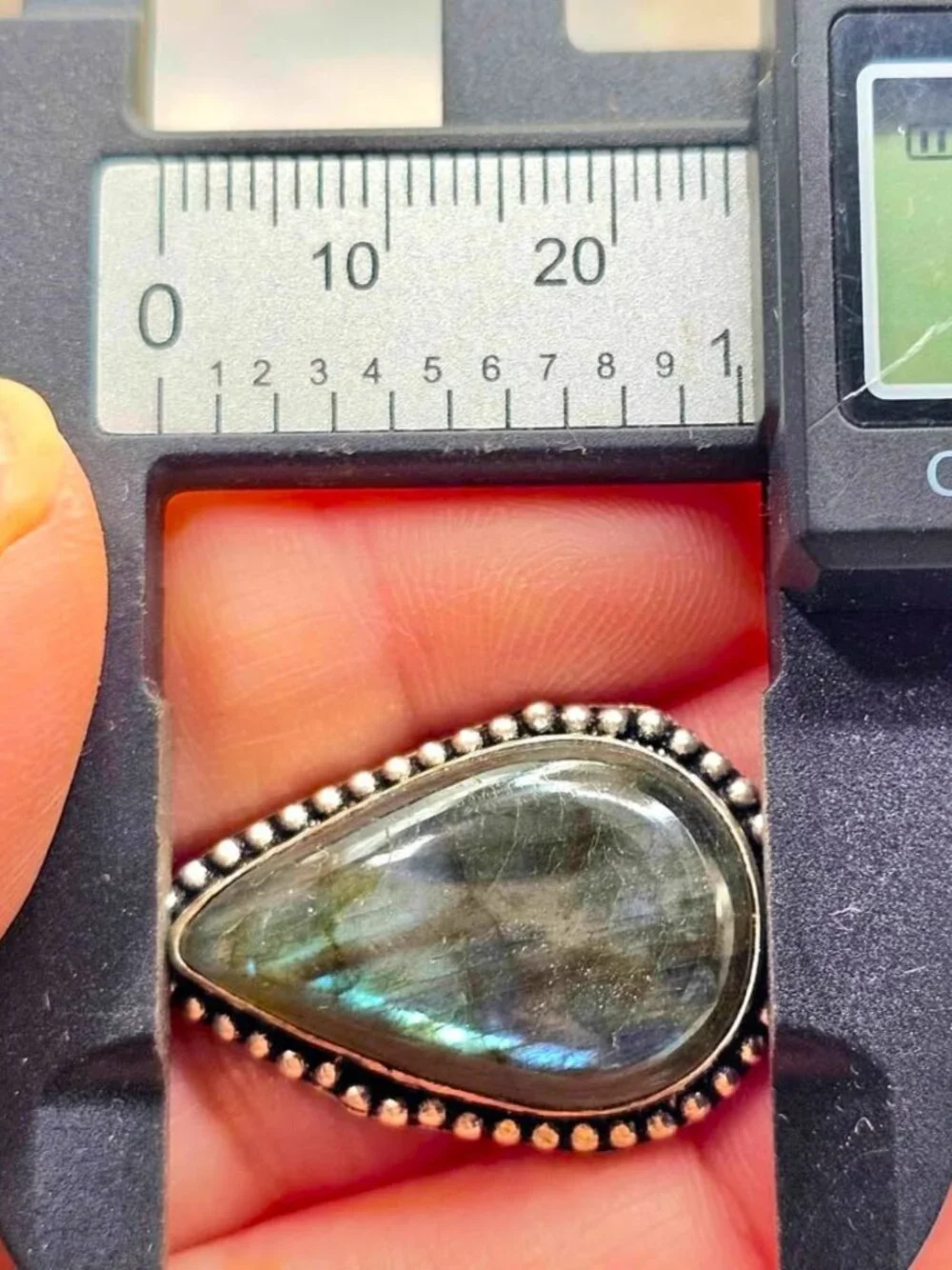 Nature Labradorite Flashy Teardrop Ring ( Size 8.5)